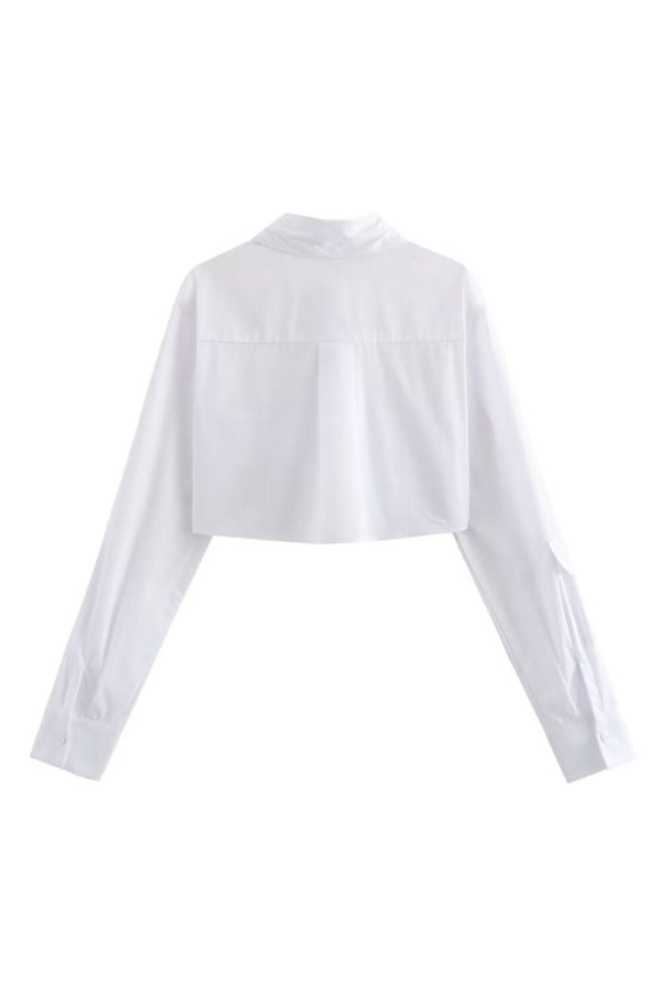 Bella  Solid Color Short Long-sleeved Shirt Top Cheap - Image 2