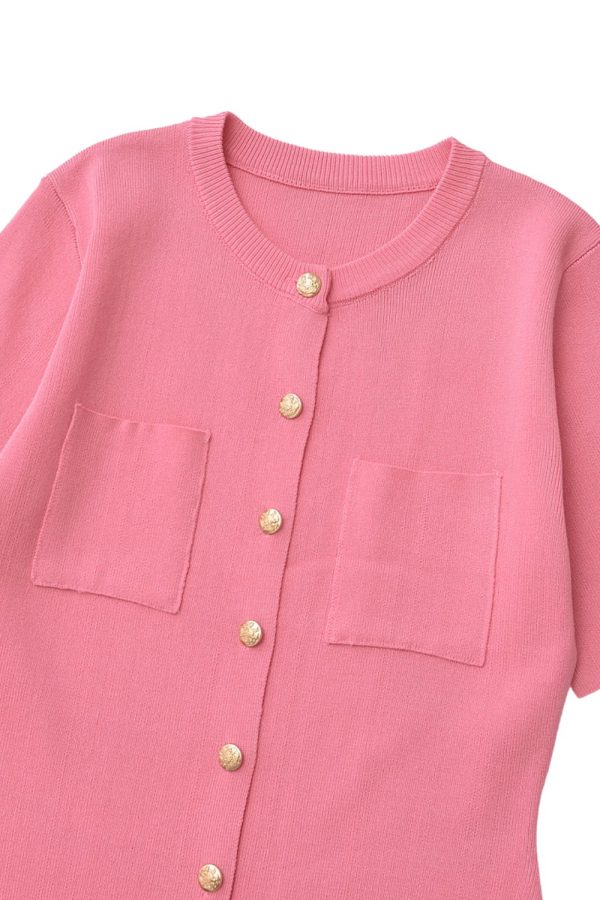 Paisley  Button Knit Short Sleeve Dress Supply - Image 5