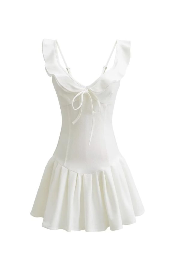 Lottie’ Elastic Solid Color High Stretch Knit Ruffle Dress Supply - Image 3