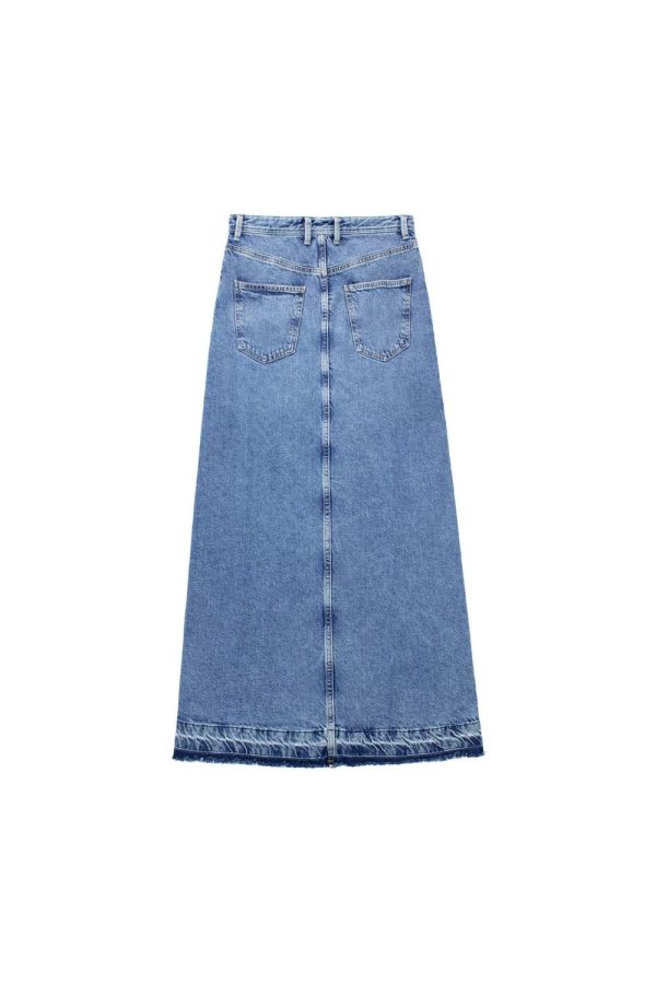 Hazel  Straight High-waisted Denim Skirt with Side Slit Fashion - Image 2