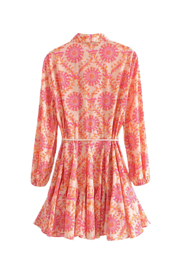 Miriam  Long Sleeved Printed Collared Mini Dress Online - Image 2