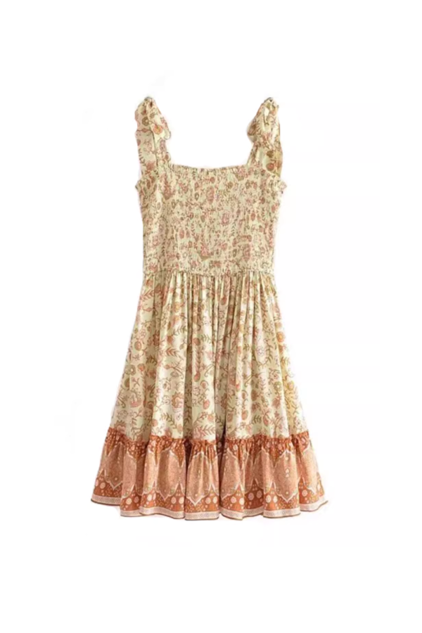 Hazel  Printed Ruched Tiered Dress Fashion