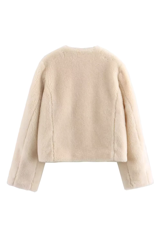 Barbara  Round-Neck Buckle Sherpa Jacket (2 Colors) on Sale - Image 4