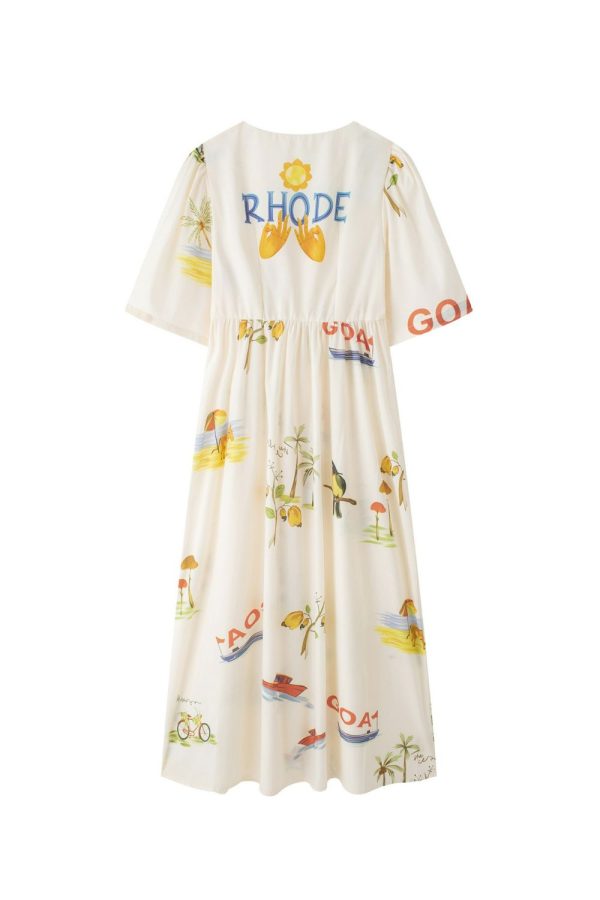 ‘Maisie’ V-neck Printed Shirt Short Sleeve Dress Discount - Image 2