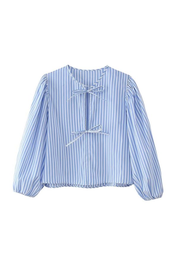 ’Ruby‘ Striped Lace-Up Top on Sale
