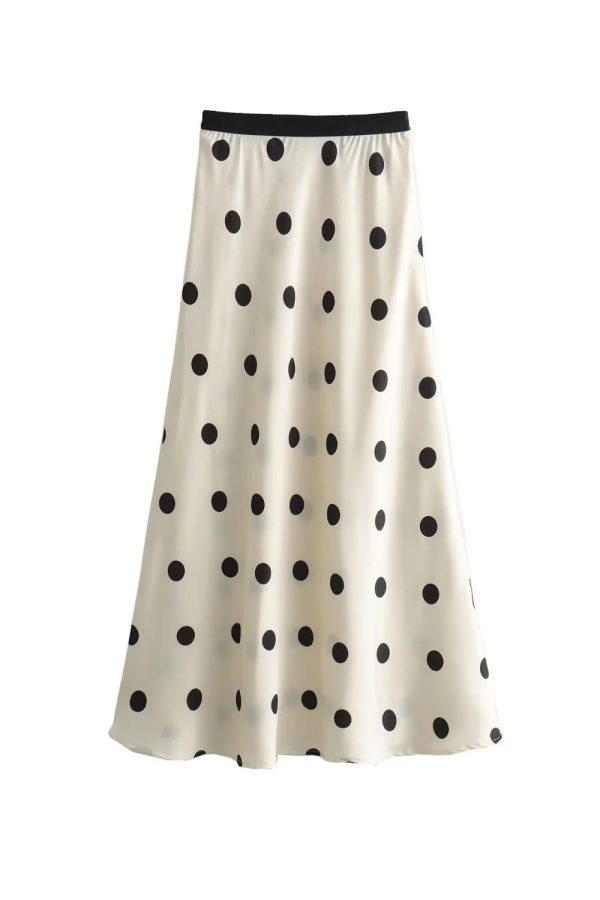 Emily   Elastic Waist Polka Dot Long Skirt  Bottom Dress For Cheap