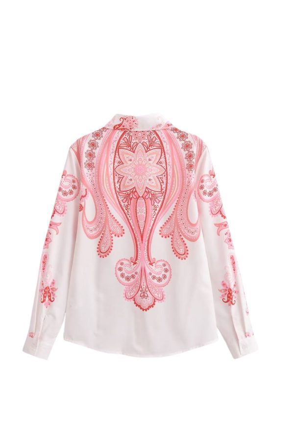 Charlotte   Vintage Red Floral Long Sleeve Shirt Sale - Image 2