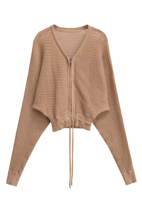 Georgina  Full-Zipped Cable-Knit Sweater For Sale