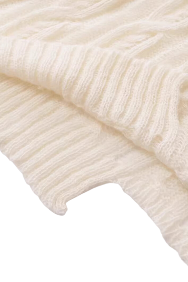 Gretel  Asymmetrical Cable-Knit Sweater Fashion - Image 3