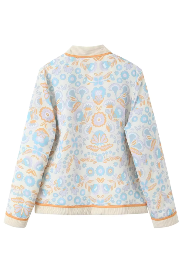 Pamela  Floral Printed Open-Front Cotton Jacket For Sale - Image 2