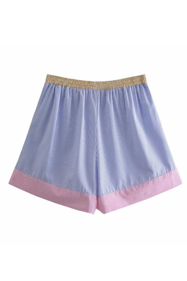 ‘Florence’ Patchwork StripedLoose Shirt & Casual Shorts Set (Sold Separately) Cheap - Image 5