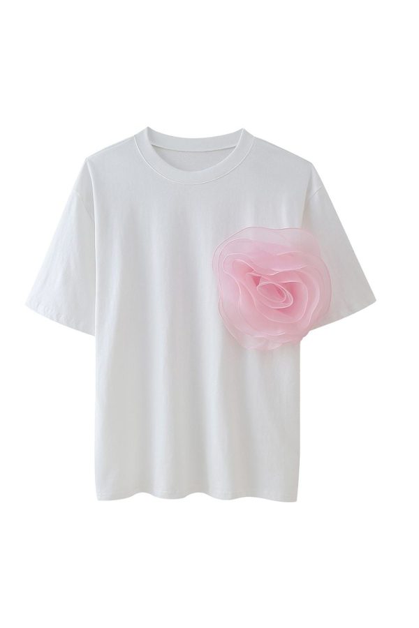 ‘Harper’ 3D Mesh Floral Top T-shirt （3 Colors) Hot on Sale - Image 2