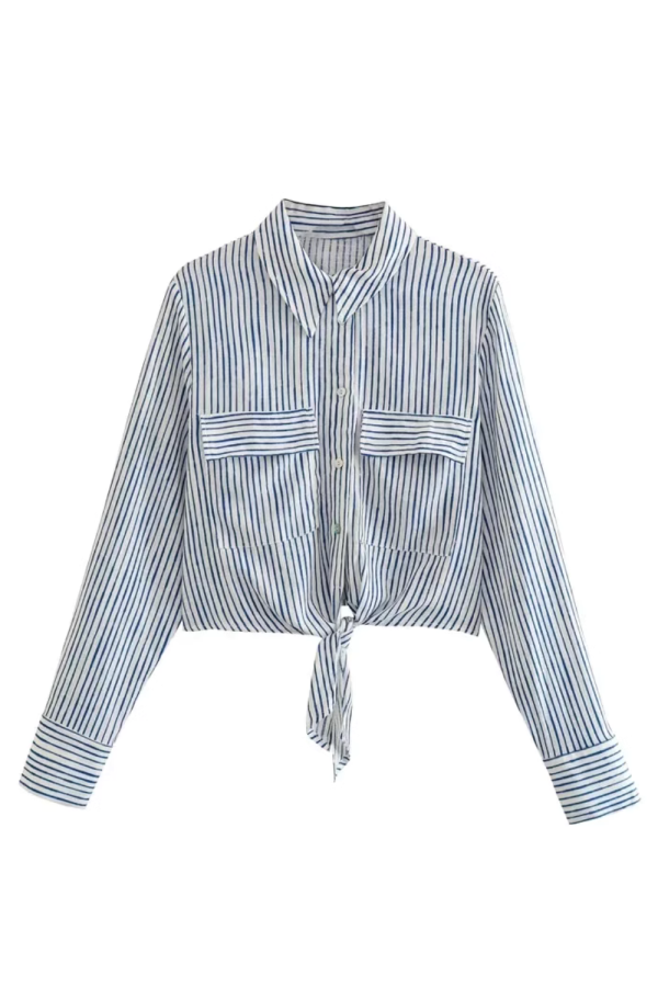 Iris  Striped Knotted Shirt Hot on Sale