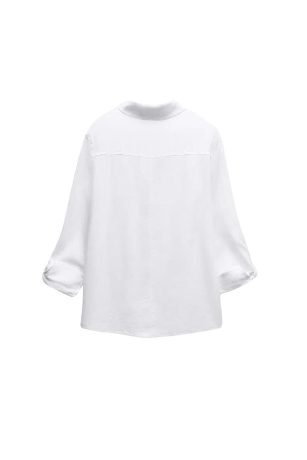 Isabelle  Loose Fit roll-up Sleeve Blended Shirt (2 colors) Sale - Image 3