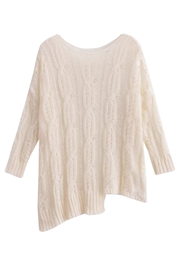 Gretel  Asymmetrical Cable-Knit Sweater Fashion