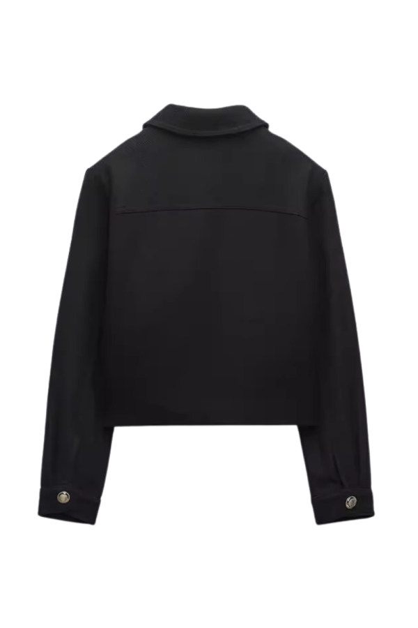 Lacey  Collared Front-Pockets Short Jacket (2 Colors) For Cheap - Image 3