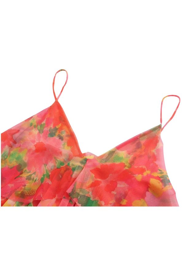 Stella  V-neck Fine Strap Floral Chiffon Dress Supply - Image 3