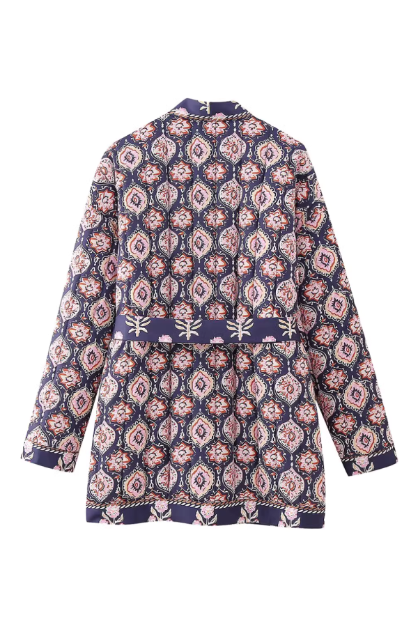 Ophelia  Printed Waist-Belt Quilted Jacket Online - Image 2