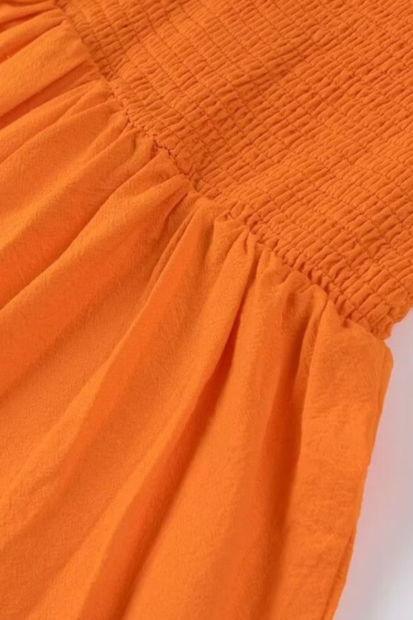 Matilda  Flutter Sleeve Cinched Waist Elastic Long Dress For Discount - Image 4