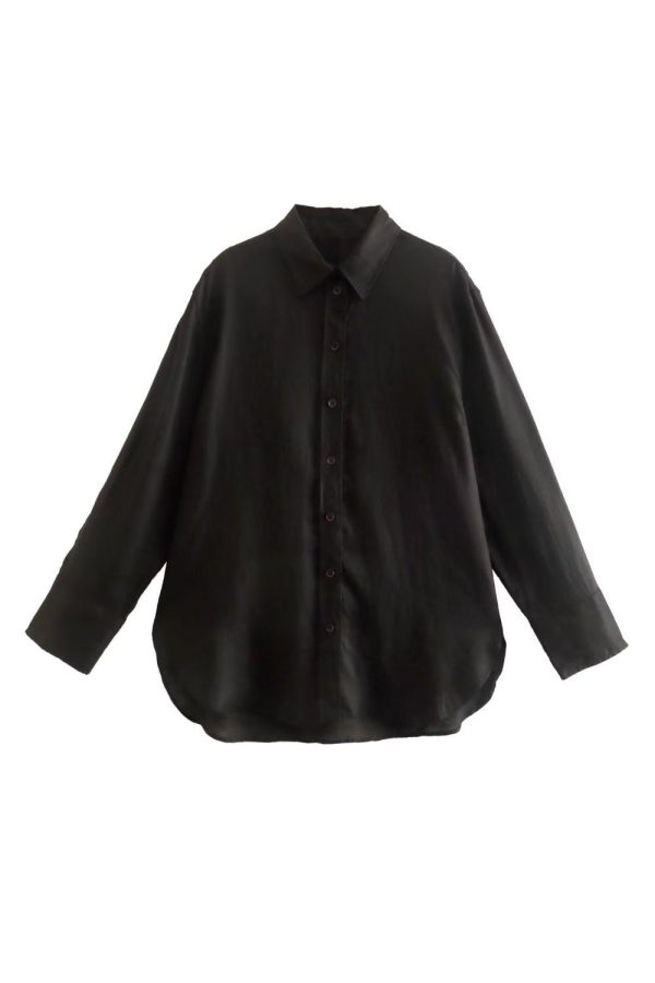 ‘Alyona’ Long-sleeved  Button-up Shirt (3 Colors) For Cheap - Image 5
