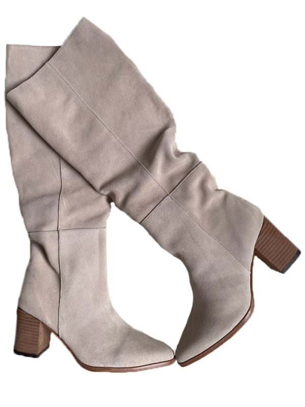 Cynthia  Heeled Knee High Suede Leather Boots (2 Colors) For Cheap