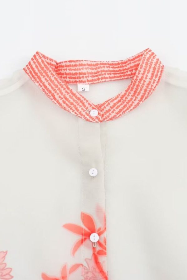 ‘Poppy’ Simple Floral Print Sheer Long Sleeve Blouse Online now - Image 3