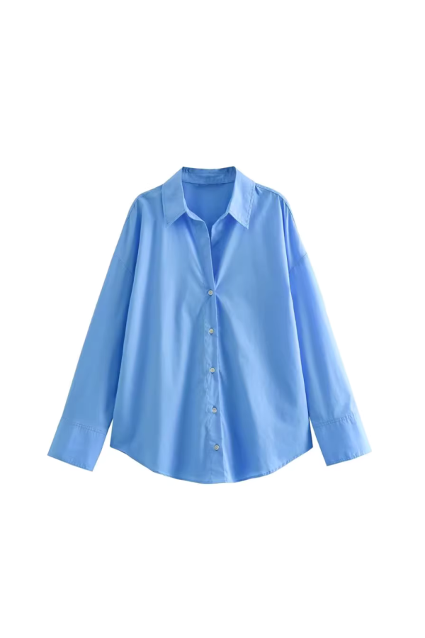 Ava  Long=sleeved Loose Collared Shirt (6 Colors) For Sale - Image 4