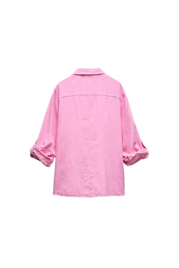 Isabelle  Loose Fit roll-up Sleeve Blended Shirt (2 colors) Sale - Image 5
