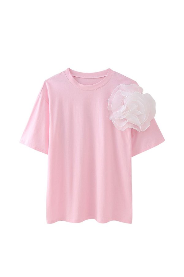 ‘Harper’ 3D Mesh Floral Top T-shirt （3 Colors) Hot on Sale - Image 4