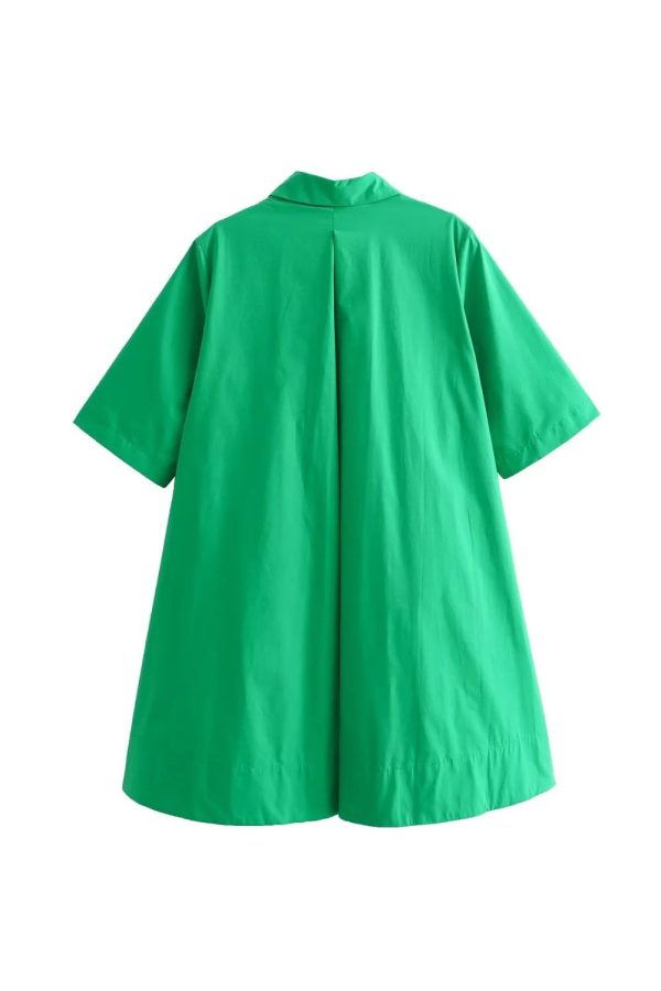 Olivia  Turn-down Collar Solid Color Short Sleeve Dress(2 colors) Sale - Image 2