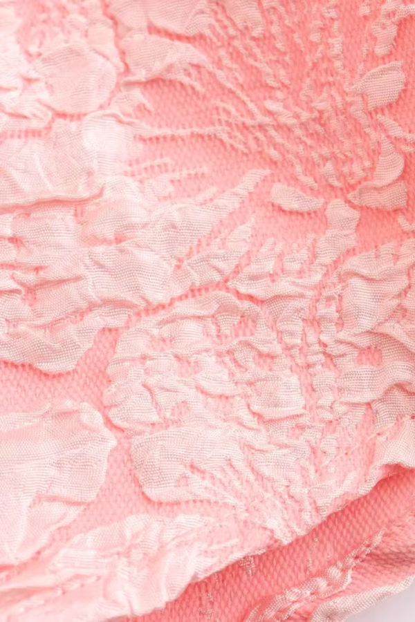 Tayla  Floral Jacquard Puff Sleeve Dress Fashion - Image 3