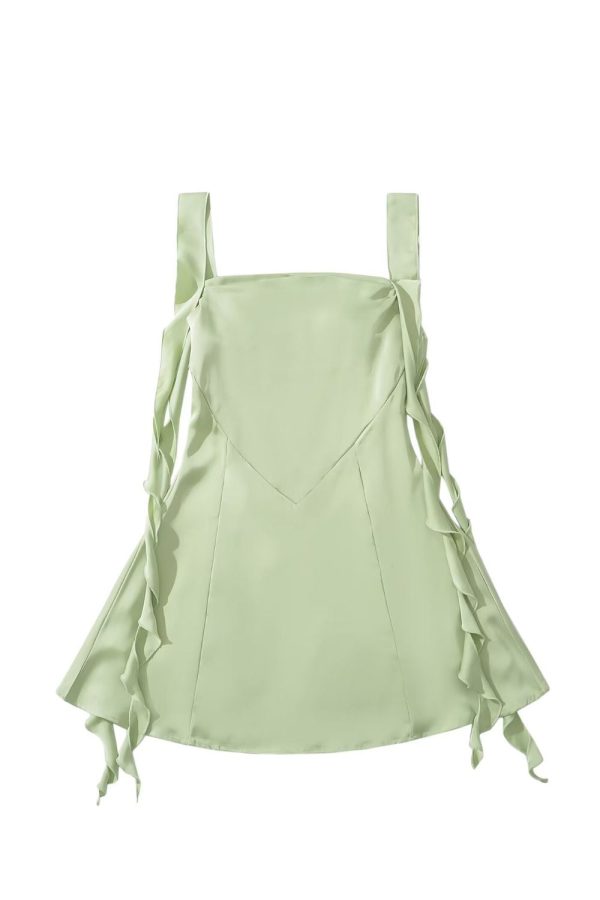 Lucy  Satin Ruffle Trim Tie Waist Mini Sleeveless Skirt (3 Colors) Supply - Image 5
