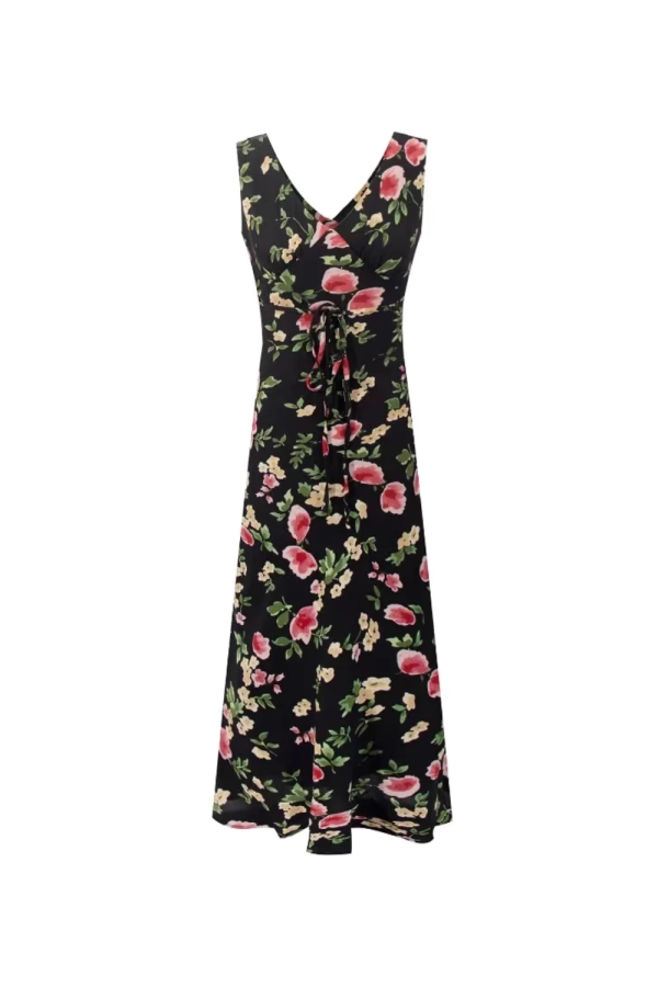 Zoey  Floral Printed Drawstring Sleeveless Dress Hot on Sale - Image 2
