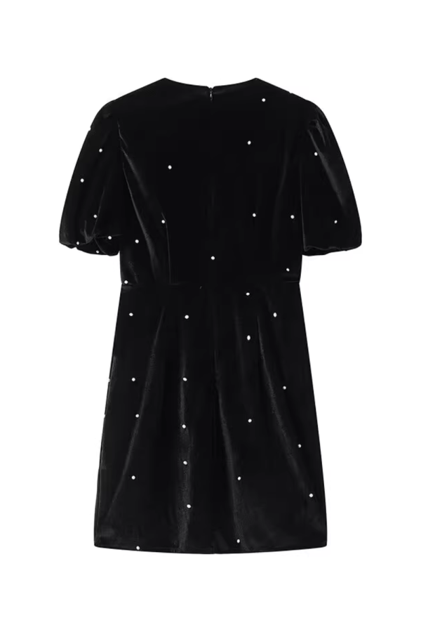 Fiona  Velvet Embellished Dress Fashion - Image 2