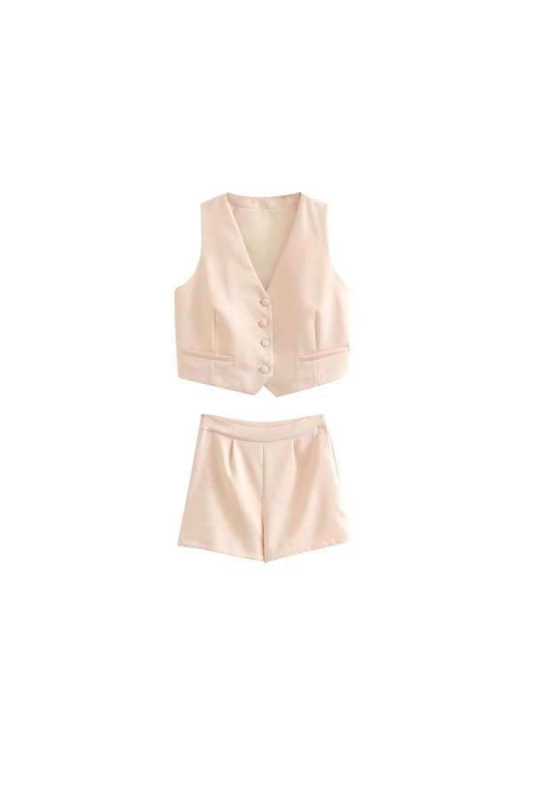 Camila  Relaxed Fit Suit Waistcoat & Shorts Set Discount - Image 3