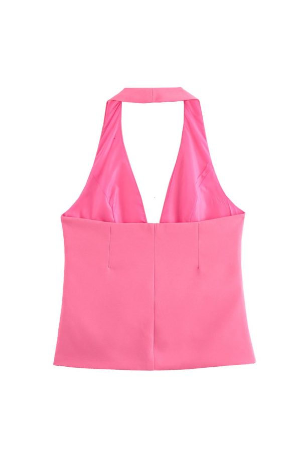 ‘Isla’ Button-up Camisole Halterneck Top For Sale - Image 2