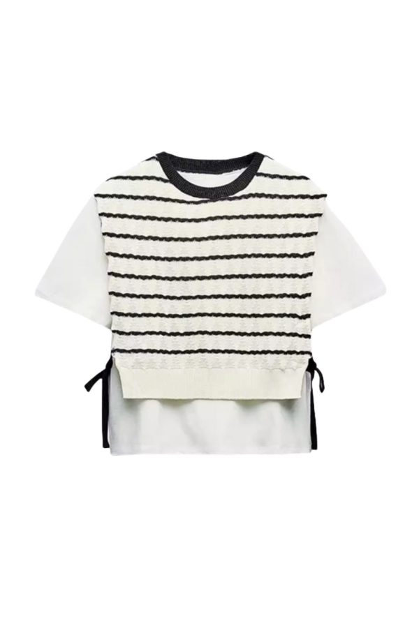 Isabelle‘ Knitted Patchwork Faux Two-piece Discount