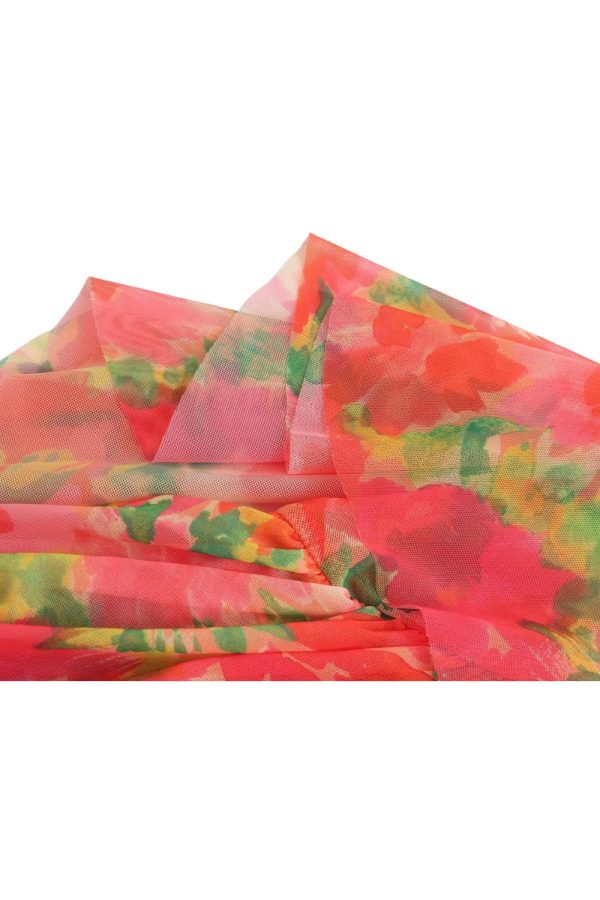 Stella  V-neck Fine Strap Floral Chiffon Dress Supply - Image 5