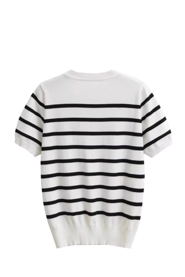 Addie  Striped Short-Sleeved Knitted Sweater Supply - Image 2