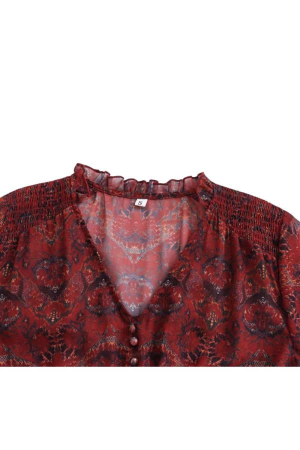 ‘Lily’ V-neck Printed Midi Dress Supply - Image 3