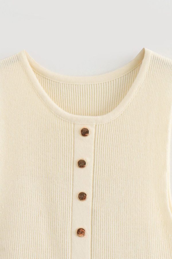 ‘Evie’ Slim Fit Buttoned Knit Sweater Dress Online now - Image 3