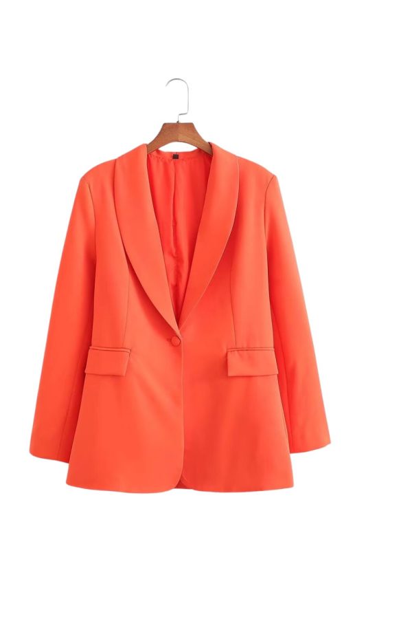 ‘Lily’ Simple Orange Blazer Coat Discount