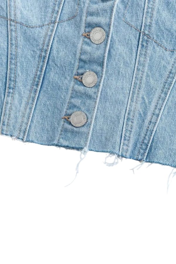 ‘Inga’ Western-style Denim Bustier Top Online now - Image 4