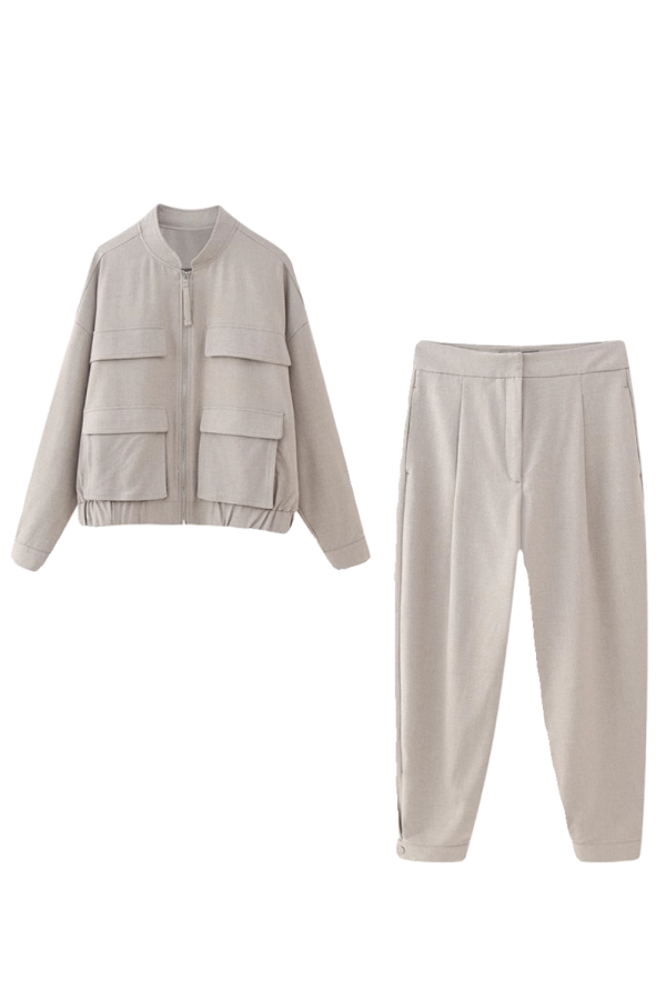 Una  Bomber Jacket & High-Waist Trouser Online Hot Sale
