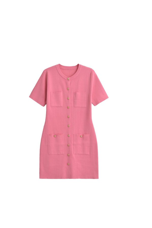 Paisley  Button Knit Short Sleeve Dress Supply - Image 3