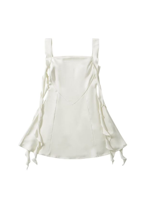 Lucy  Satin Ruffle Trim Tie Waist Mini Sleeveless Skirt (3 Colors) Supply - Image 2