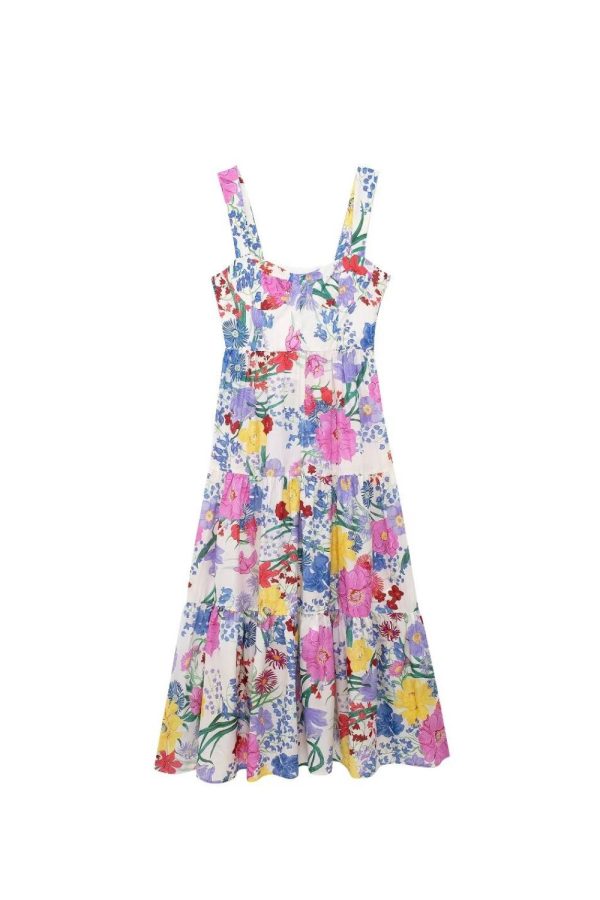 Ruby  Summer Spaghetti Strap Off-Shoulder Floral Print Dress Online