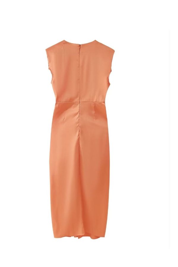 Freya   Fitted Pleated Satin Sleeveless Dress (3 Colors) Sale - Image 3