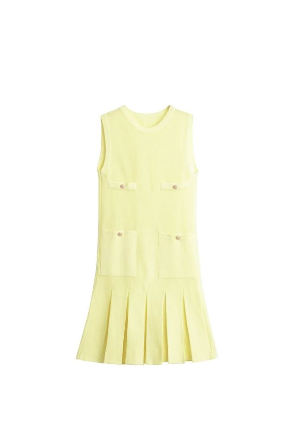 Scarlett Simple Pleated Knit Mini Dress Hot on Sale
