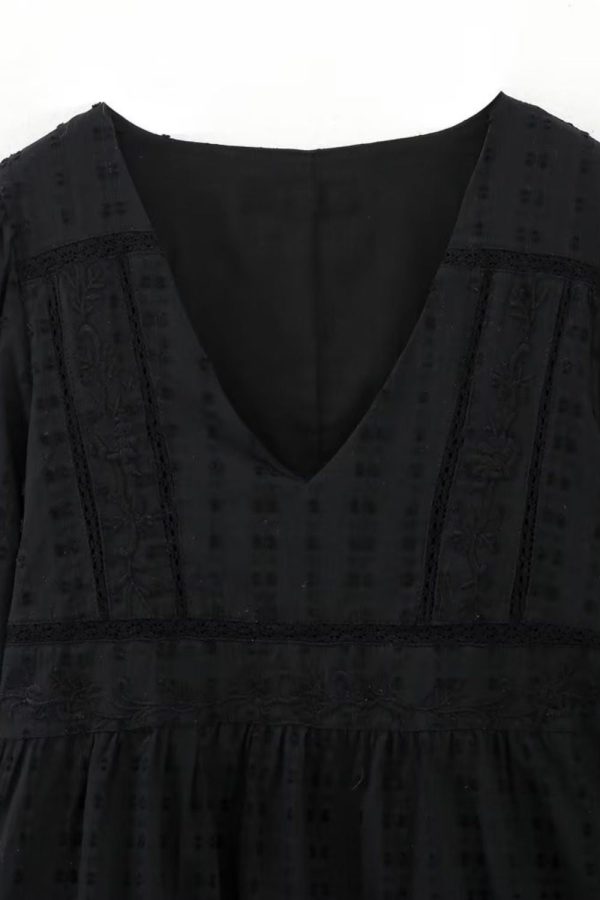 Violet  Cut-out Embroidered V-neck Mini Dress For Discount - Image 3